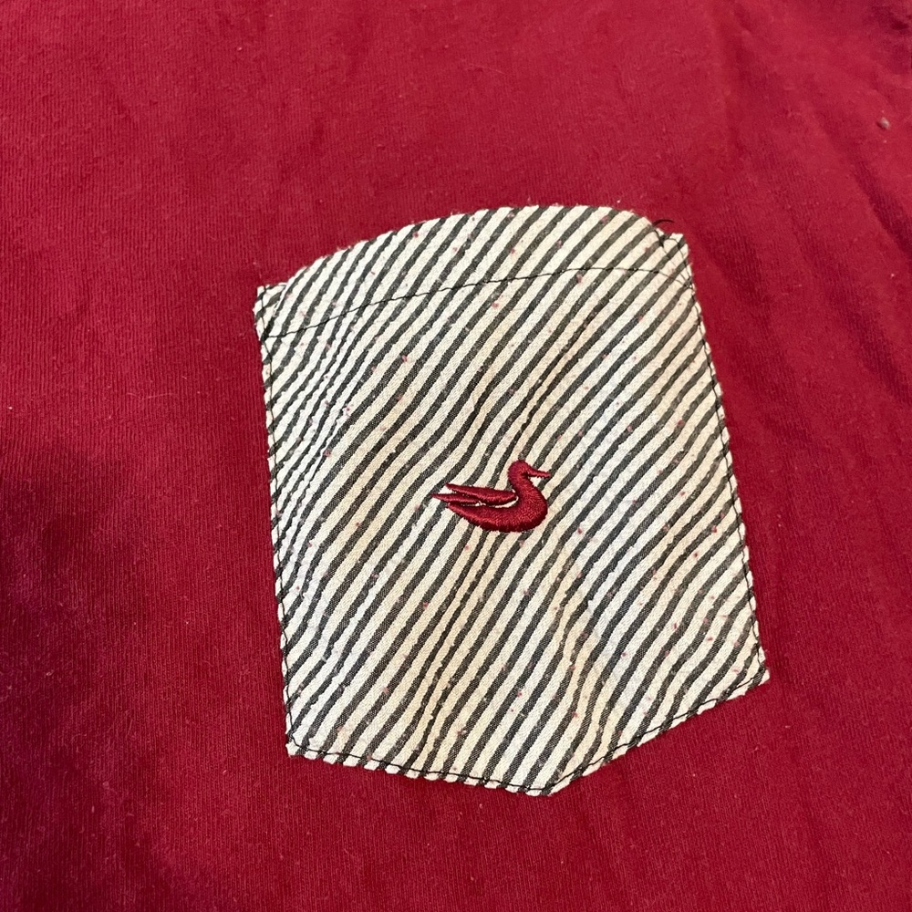 Southern Marsh Men's Deep Red Long Sleeve Tee with duck pocket - Picture 3 of 4